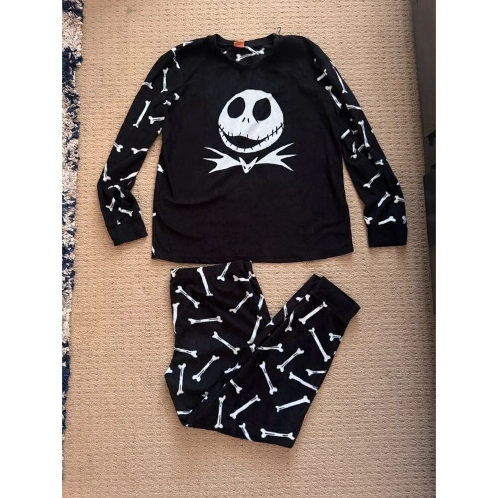 Disney Jack Skellington Black Fleece Pajama Set Size Large